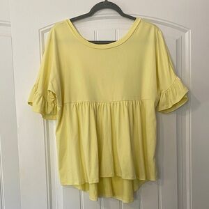 Lemon Yellow Women's Blouse with Ruffle Details